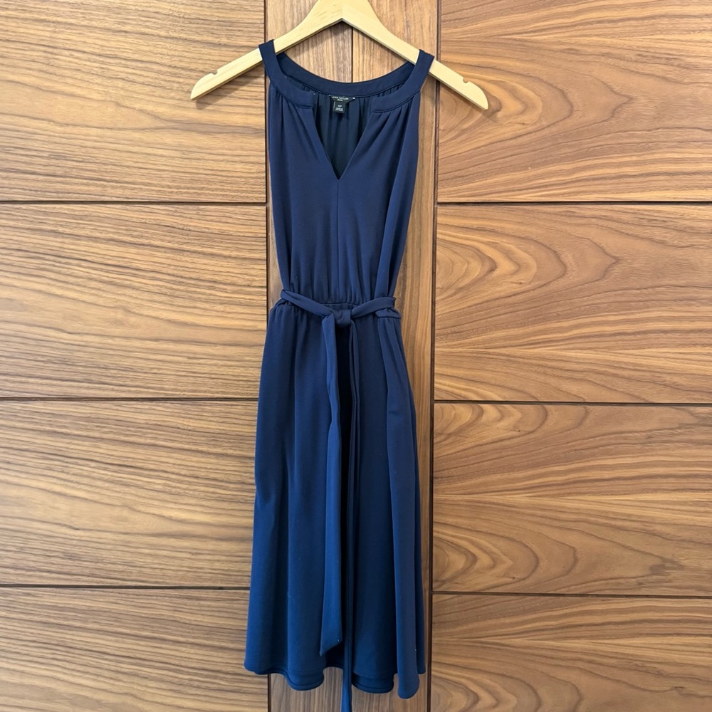Ann Taylor Navy Halter Midi Dress Keyhole Neck Women's Petite XS